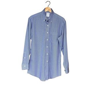 Brooks Brothers blue and white checkered long sleeve button up shirt size 15 1/2